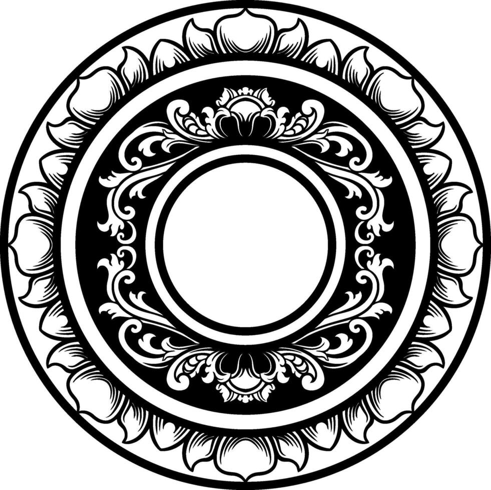 Line Art Vintage Border Circle Element vector