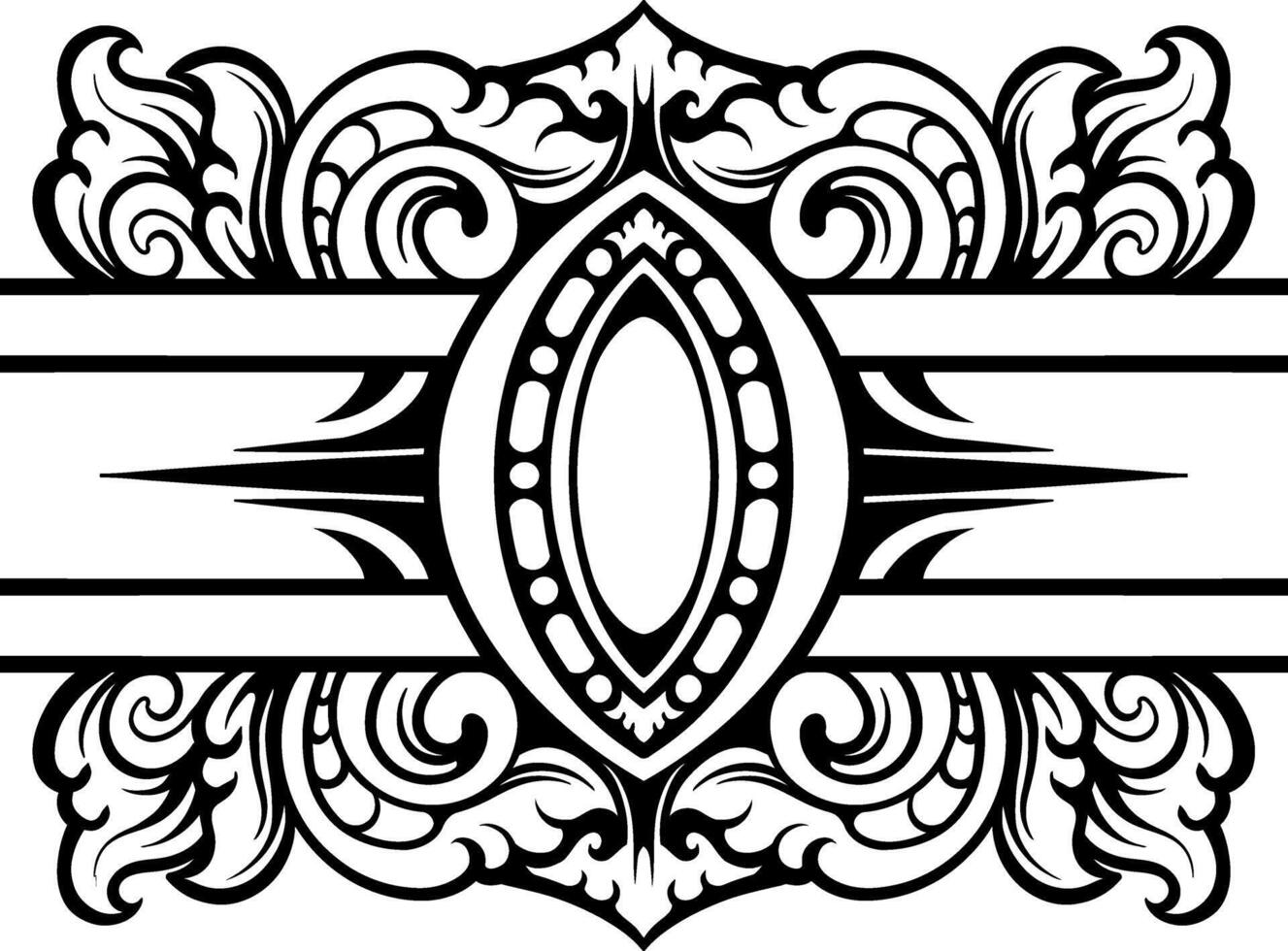 Line Art Vintage Border Element vector
