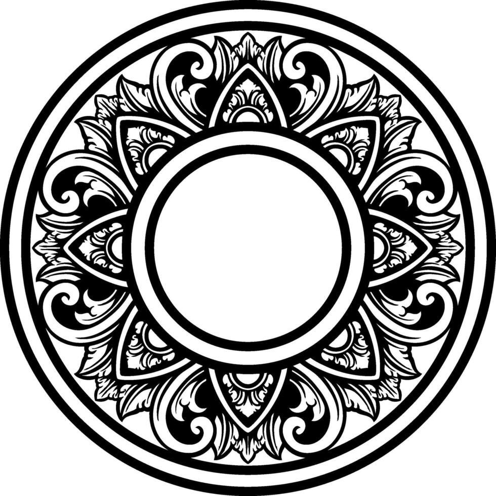 Line Art Vintage Border Circle Element vector