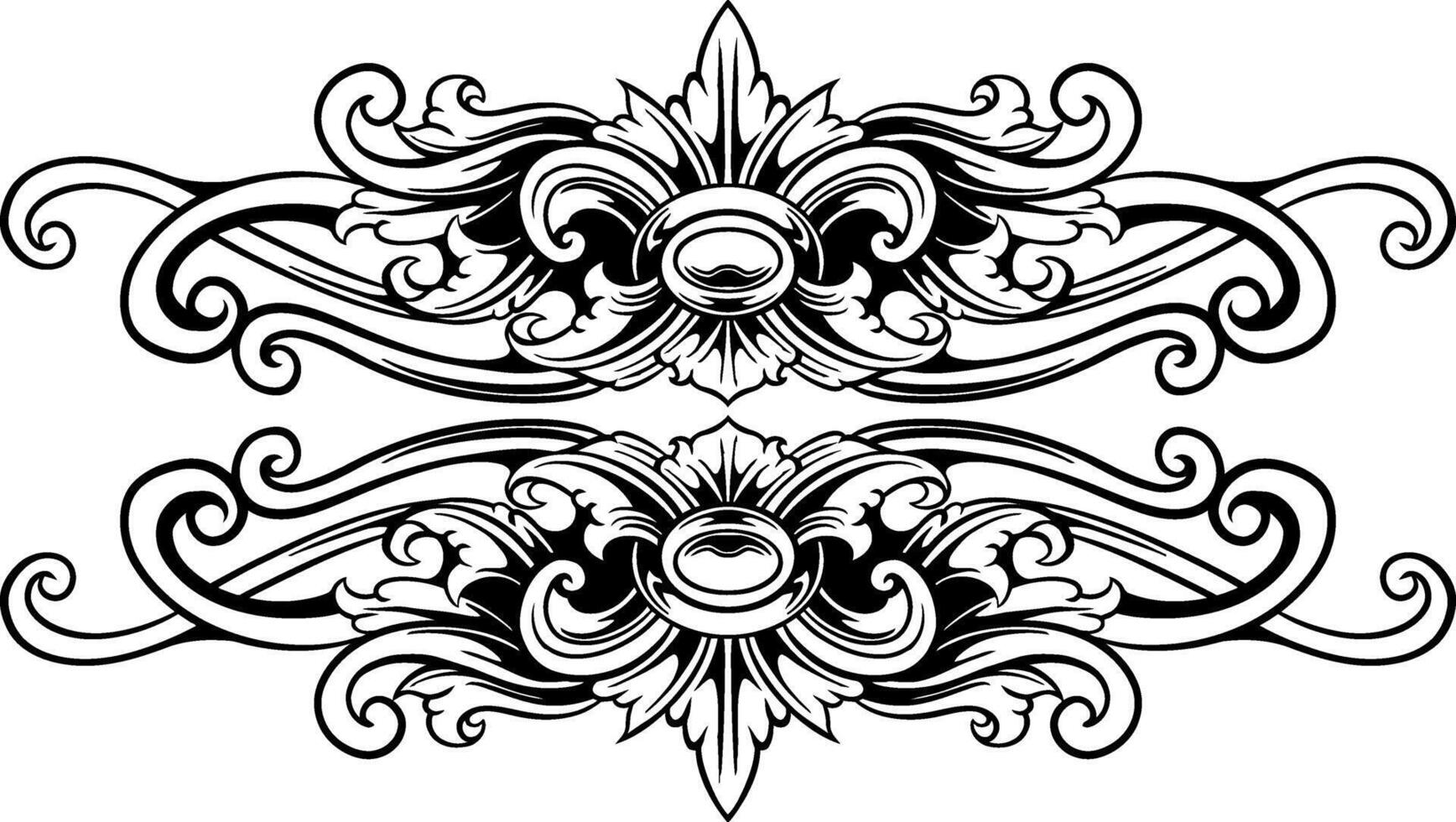 Line Art Vintage Border Element vector