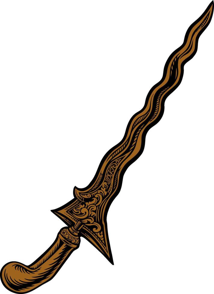 Indonesian traditional weapon keris vector