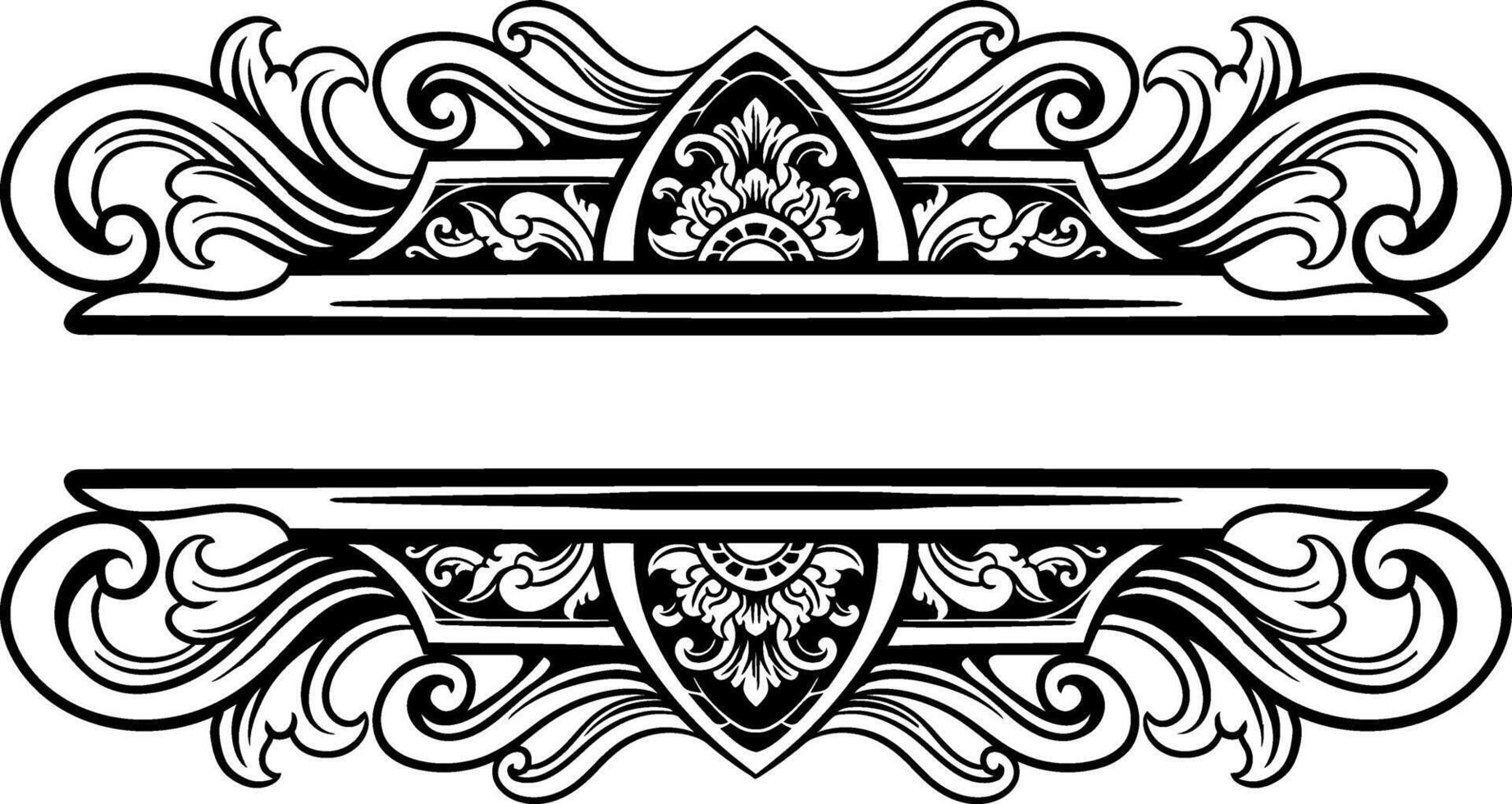 Line Art Vintage Border Element vector