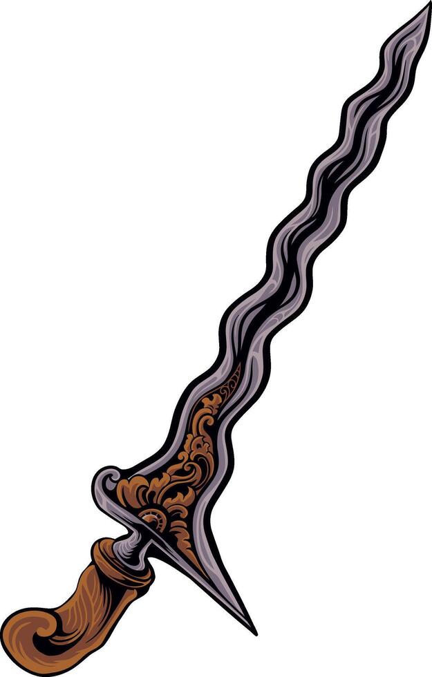 Indonesian traditional weapon keris vector