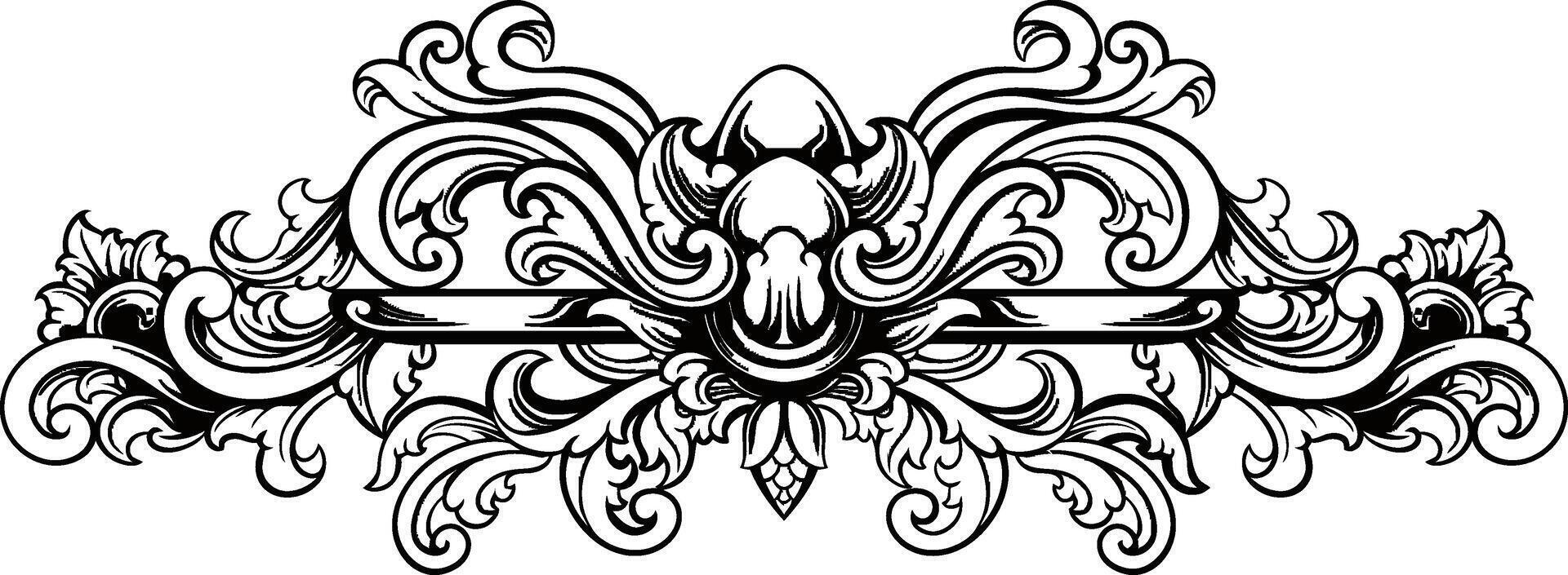 Line Art Vintage Border Element vector