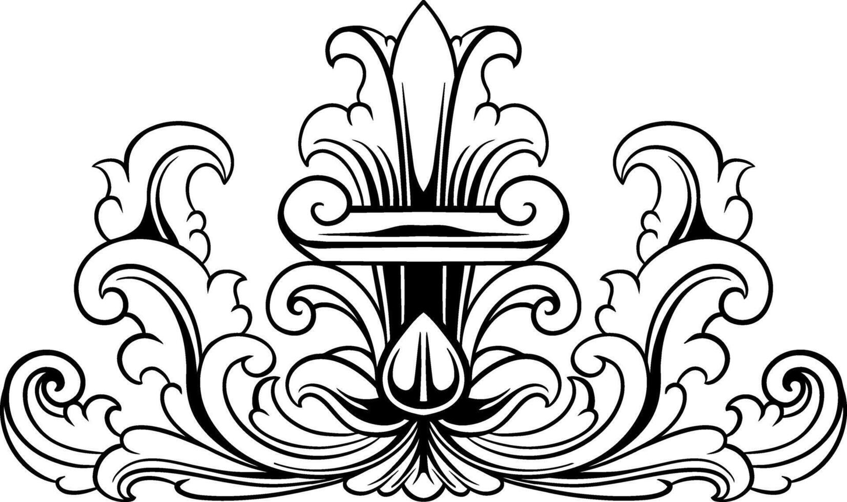 Line Art Vintage Border Element vector