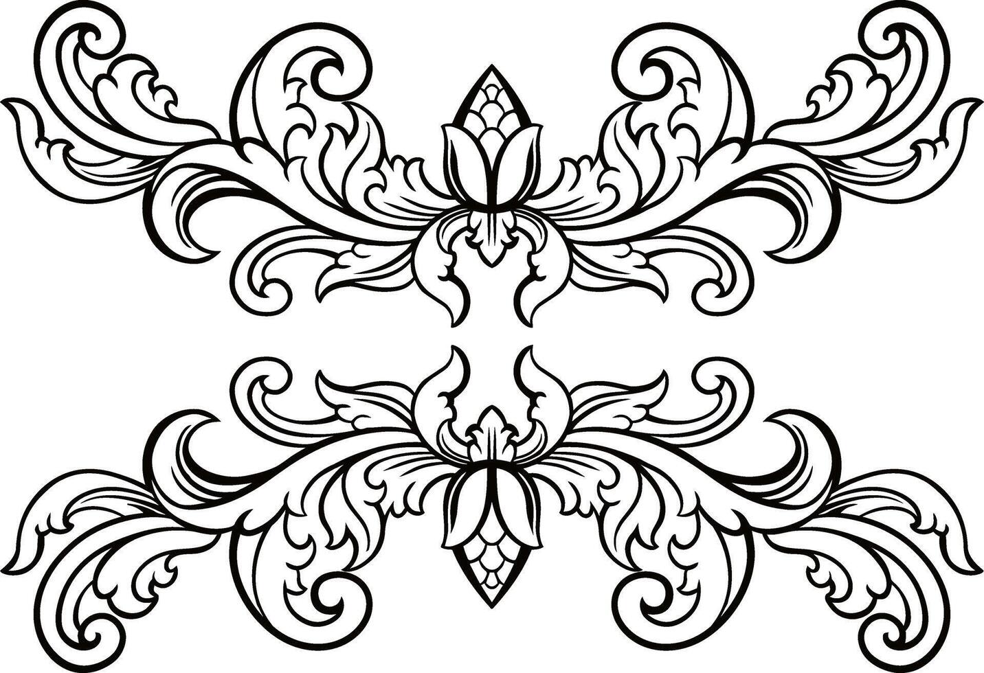 Line Art Vintage Border Element vector