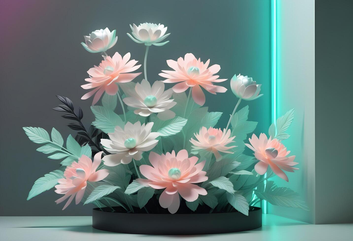 3d rendered photo of flowers on a plain background