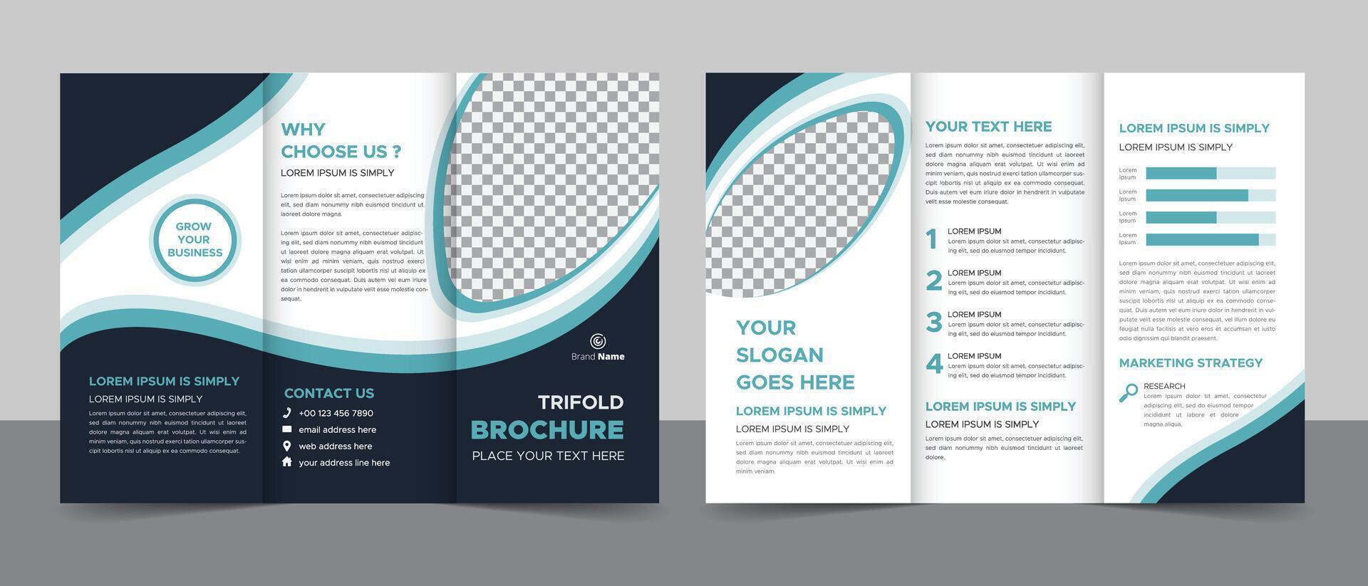 Creative corporate modern business trifold brochure template, trifold layout, letter, a4 size brochure. vector