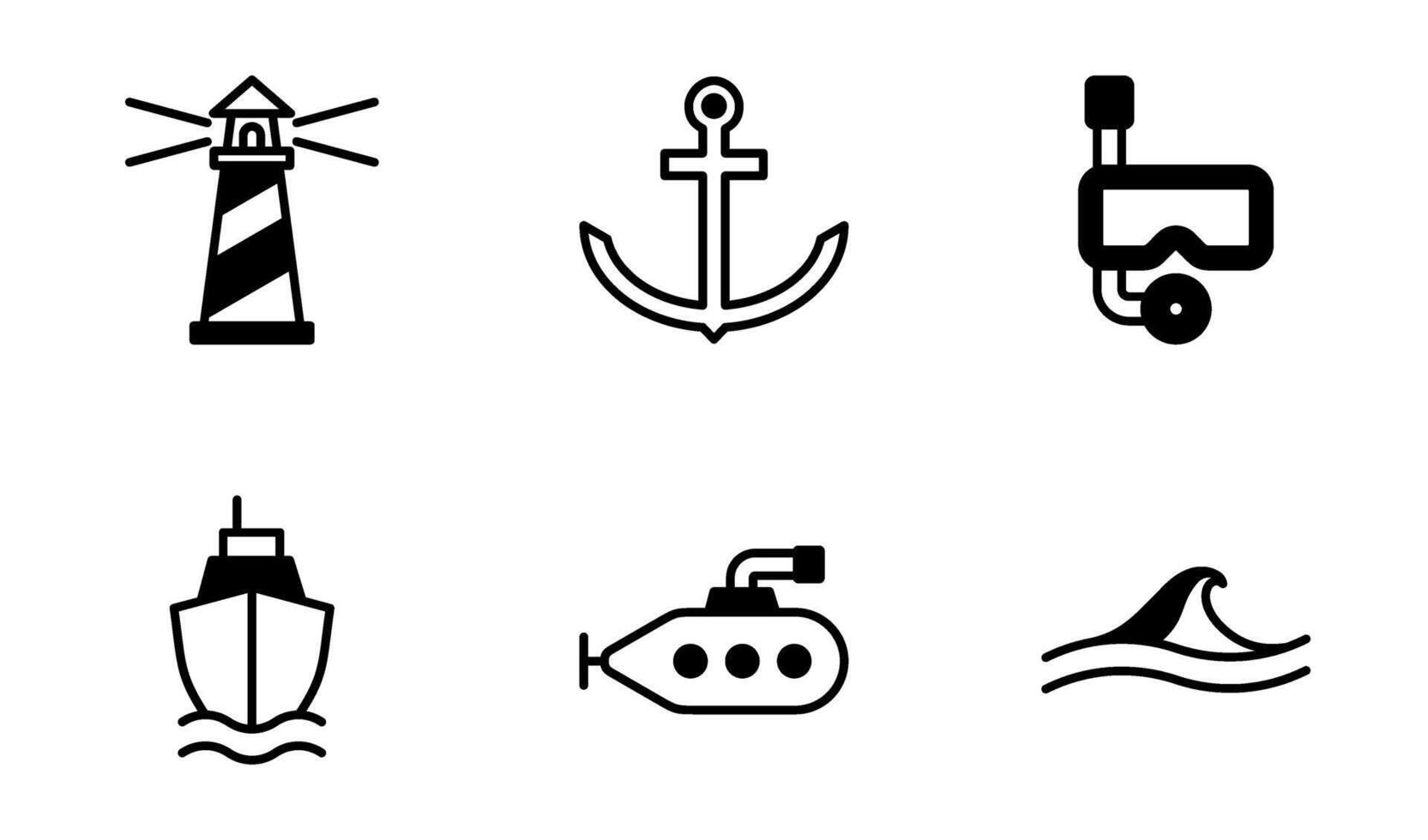 ocean and maritime icon symbol template collection vector