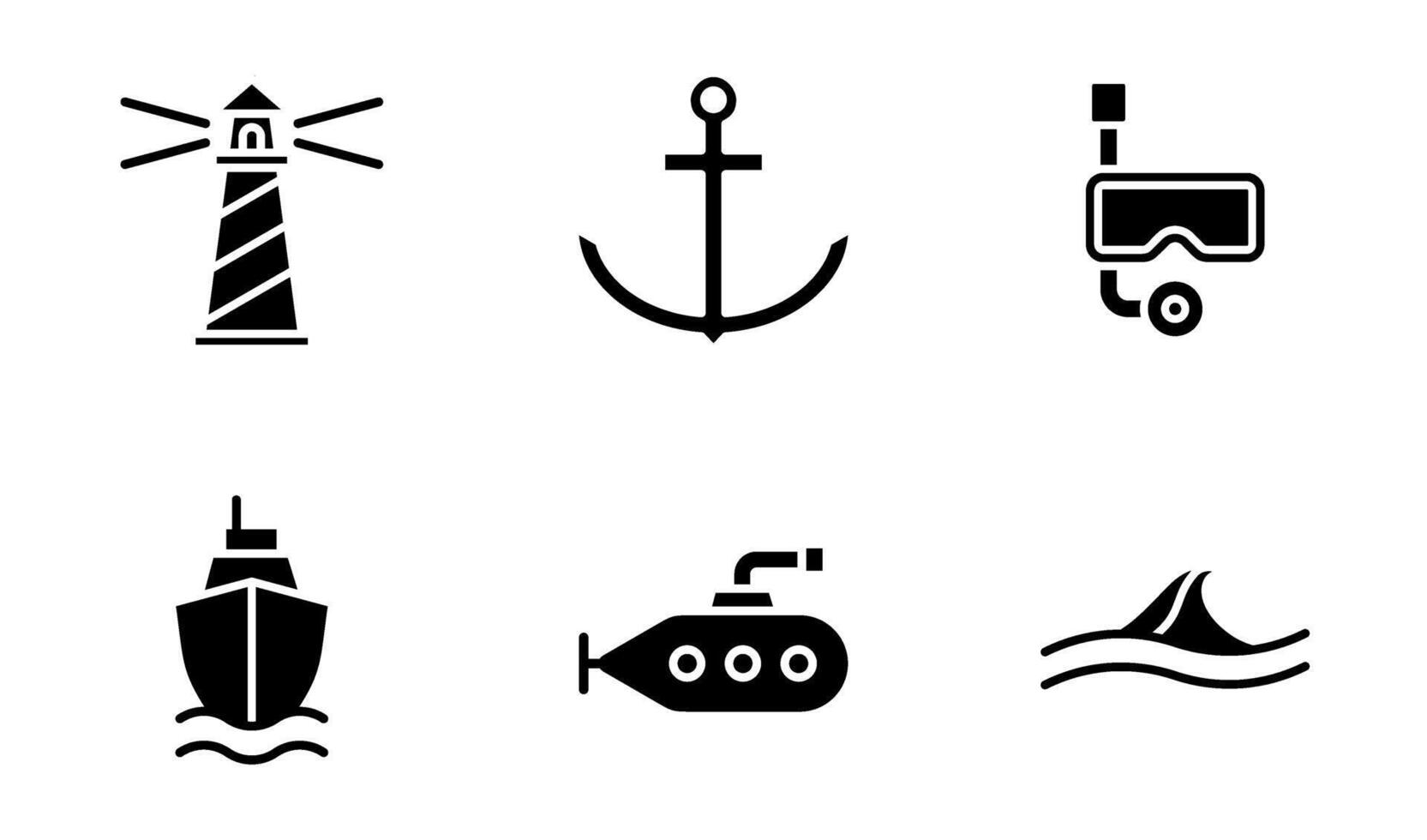 ocean and maritime icon symbol template collection vector