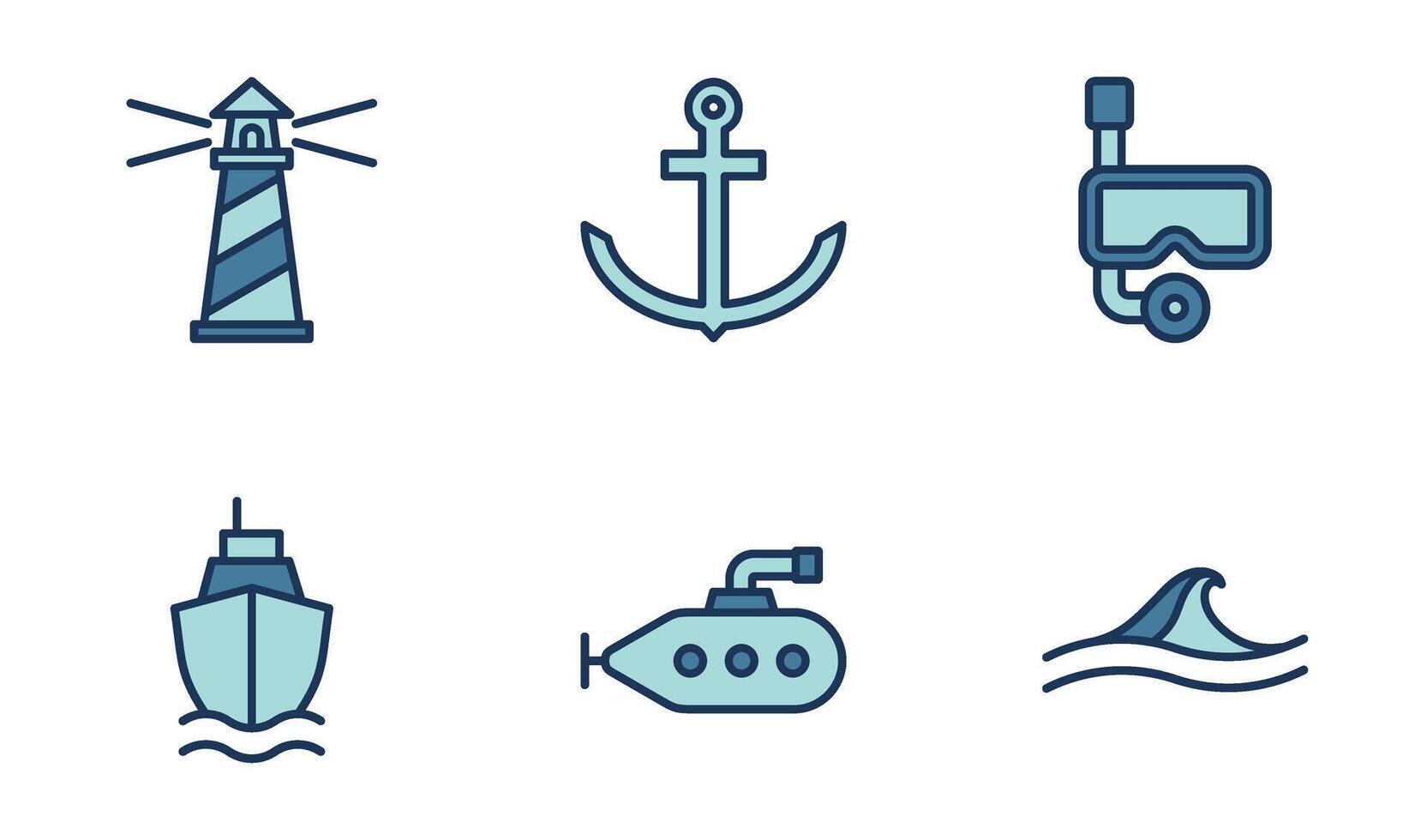 ocean and maritime icon symbol template collection vector