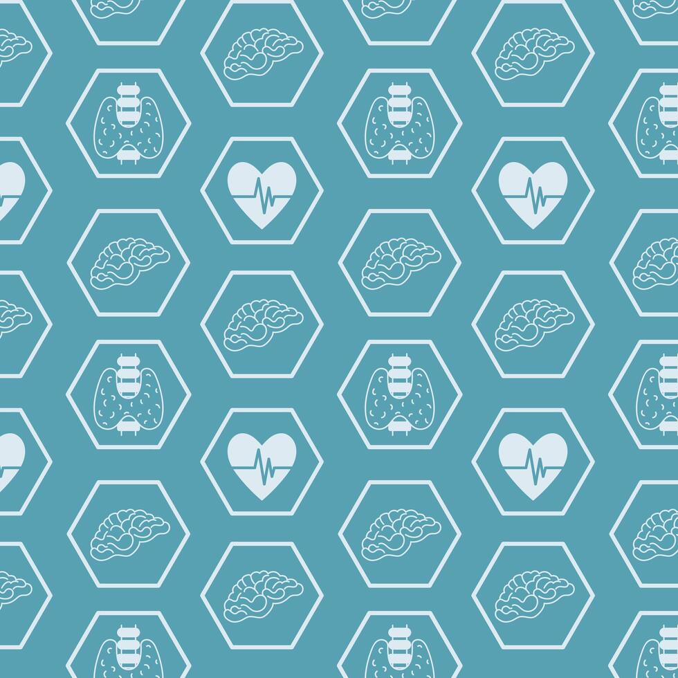 Seamless pattern with biology icons collection vector