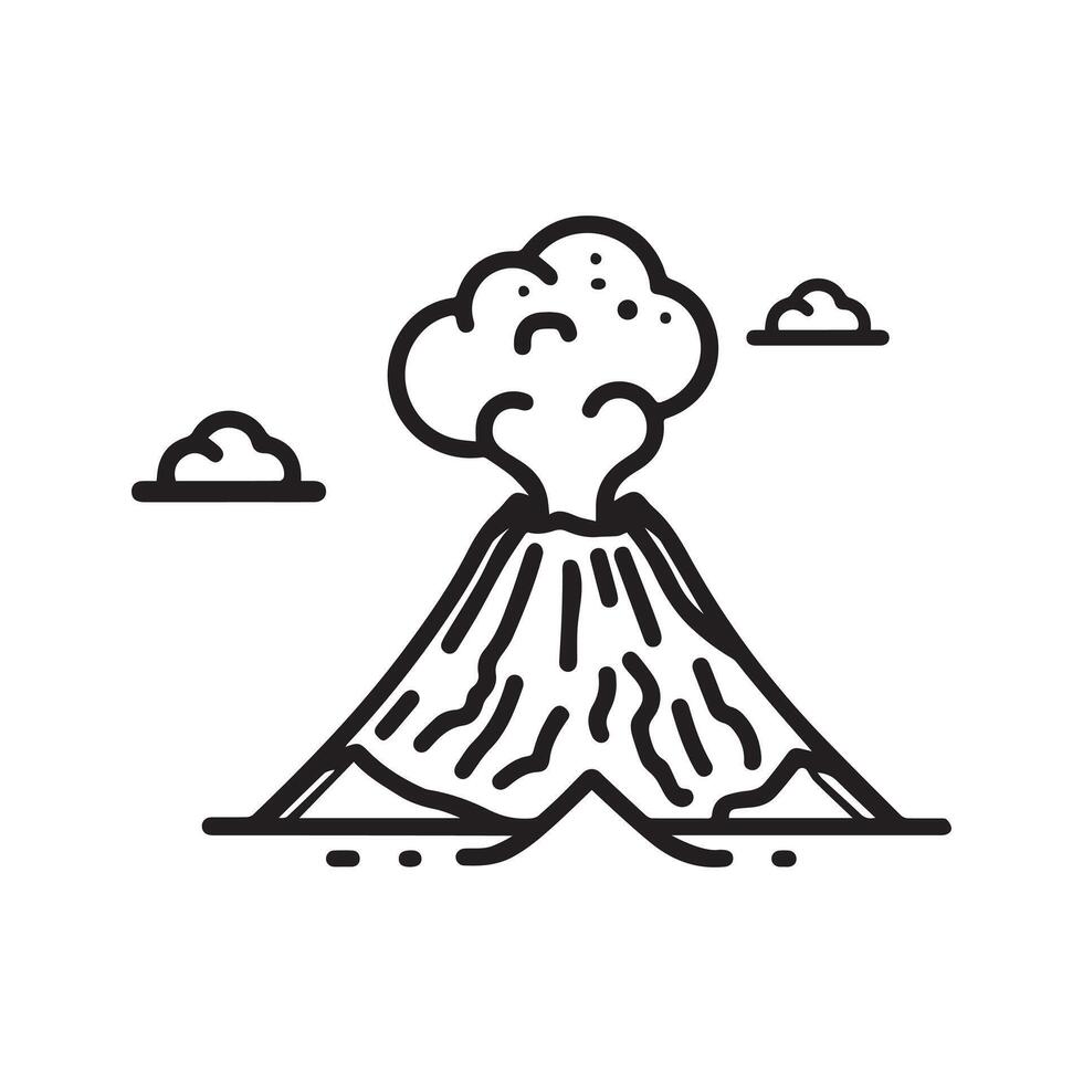 Volcano mountain icon nature light and black design. vector