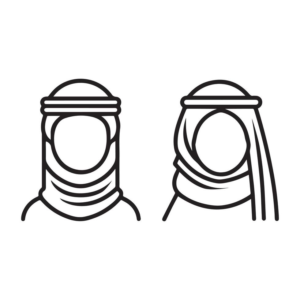 Islamic men and women icon character outline. Arabic design. vector