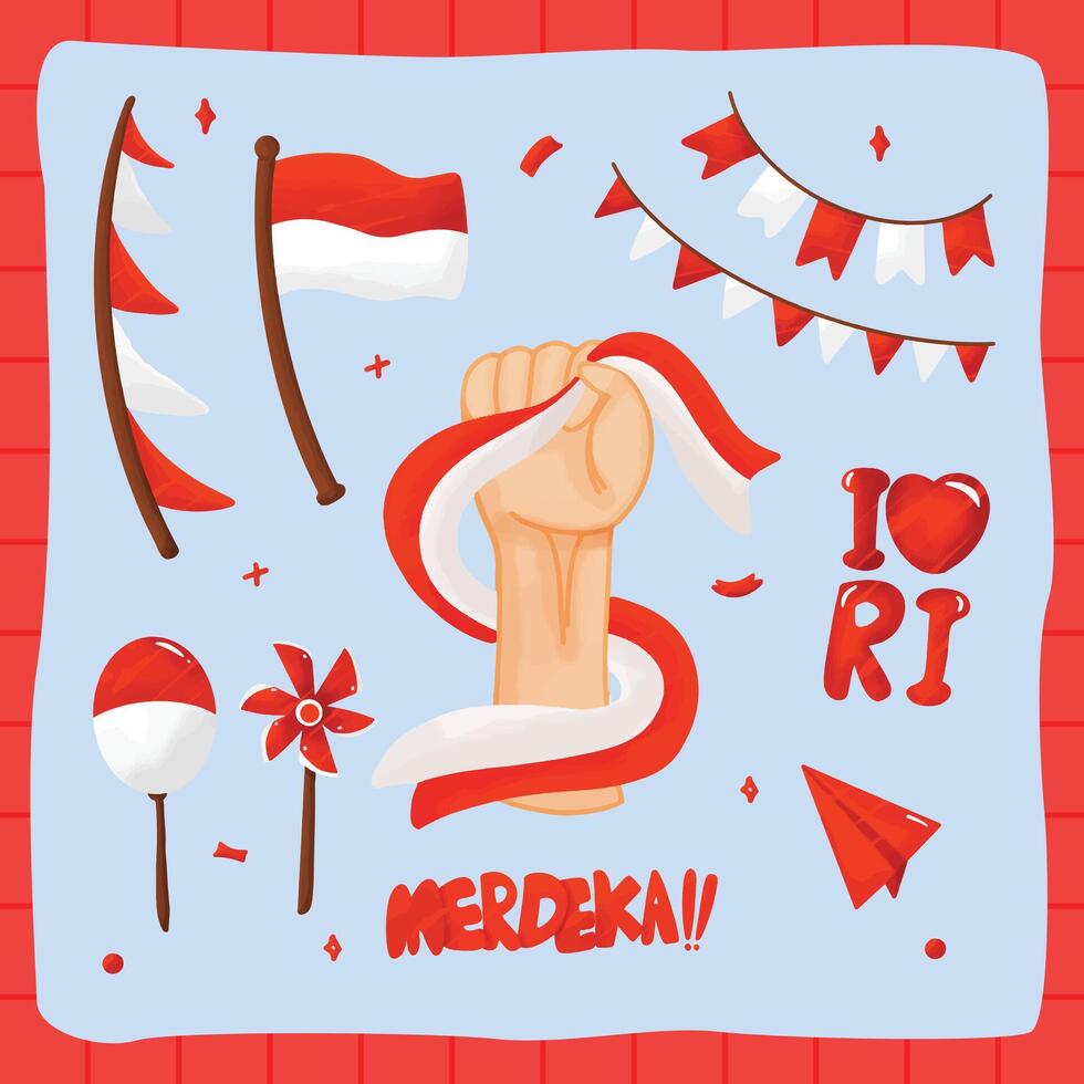 Illustration for indonesia independence day celebration vector