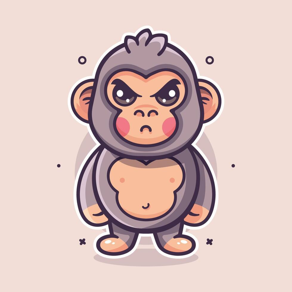 serious gorilla animal character mascot with angry expression isolated cartoon vector