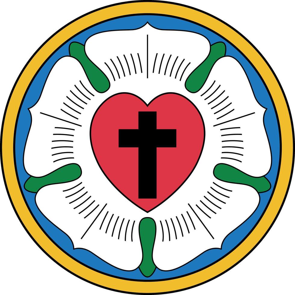 The Luther rose or Luther seal is a widely recognized symbol for Lutheranism. Martin Luther vector