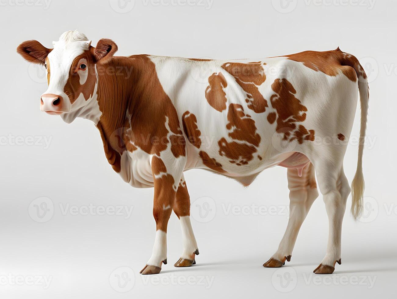 A full body photo of an Indian cow standing