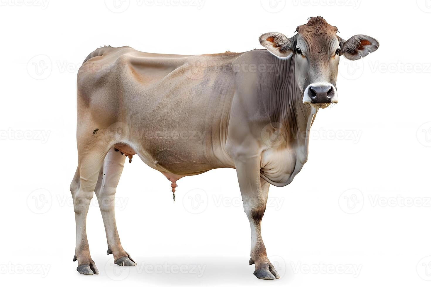 A full body photo of an Indian cow standing