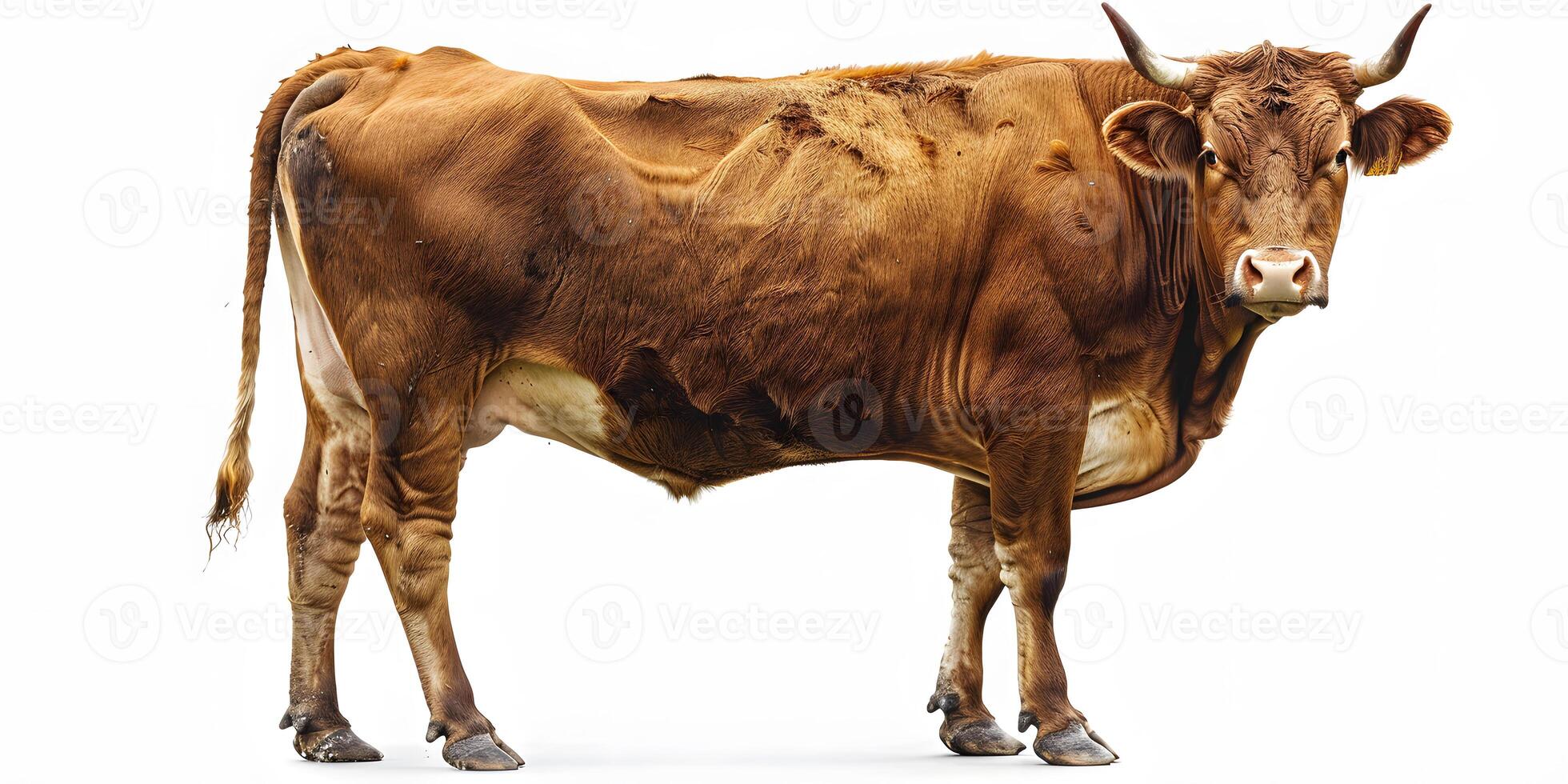 A full body photo of an Indian cow standing
