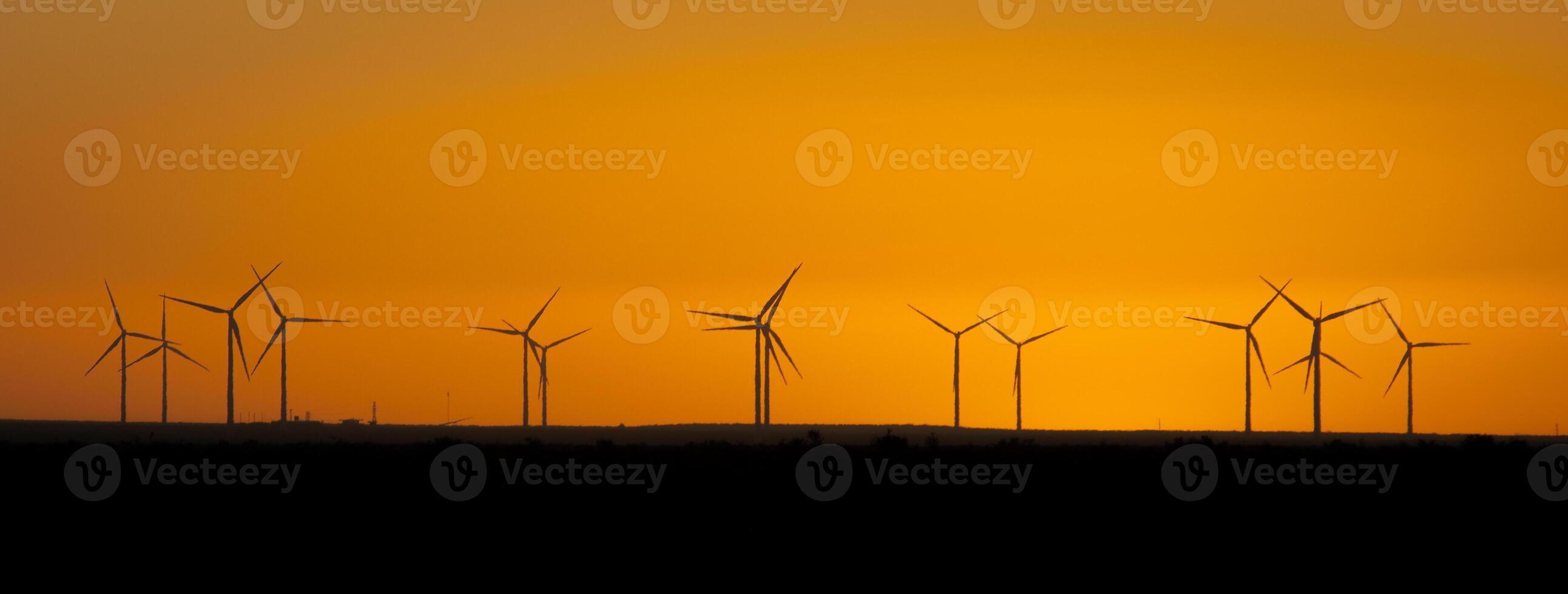 Windmills at sunset photo