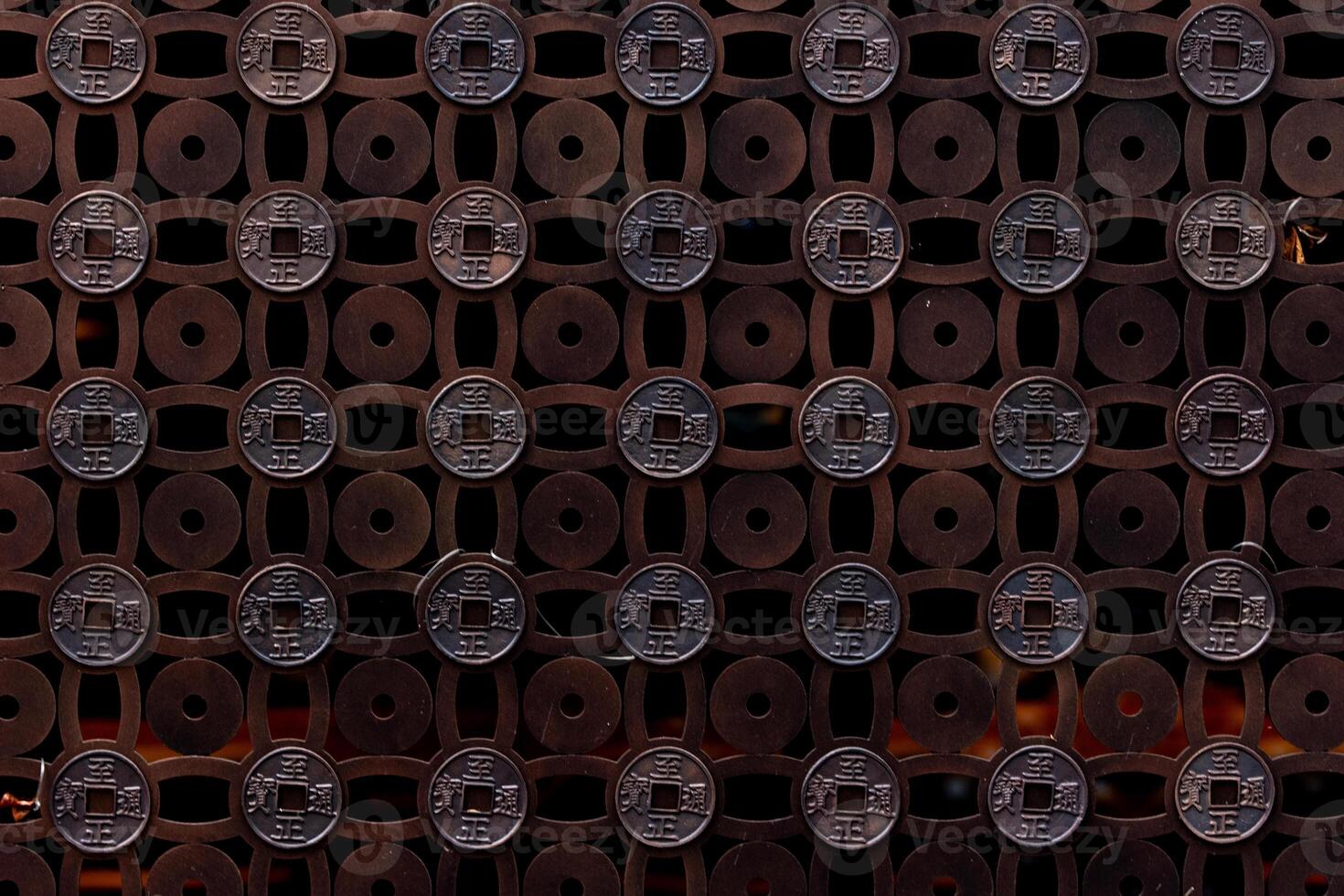 Chainese wall style. Bronze art pattern in the gallery. photo