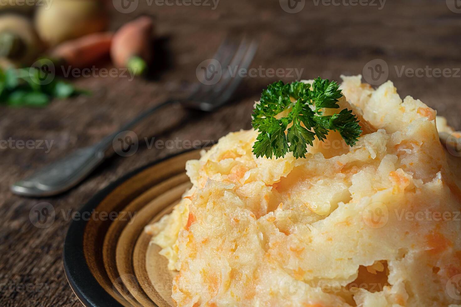 Mashed parsnips close-up photo