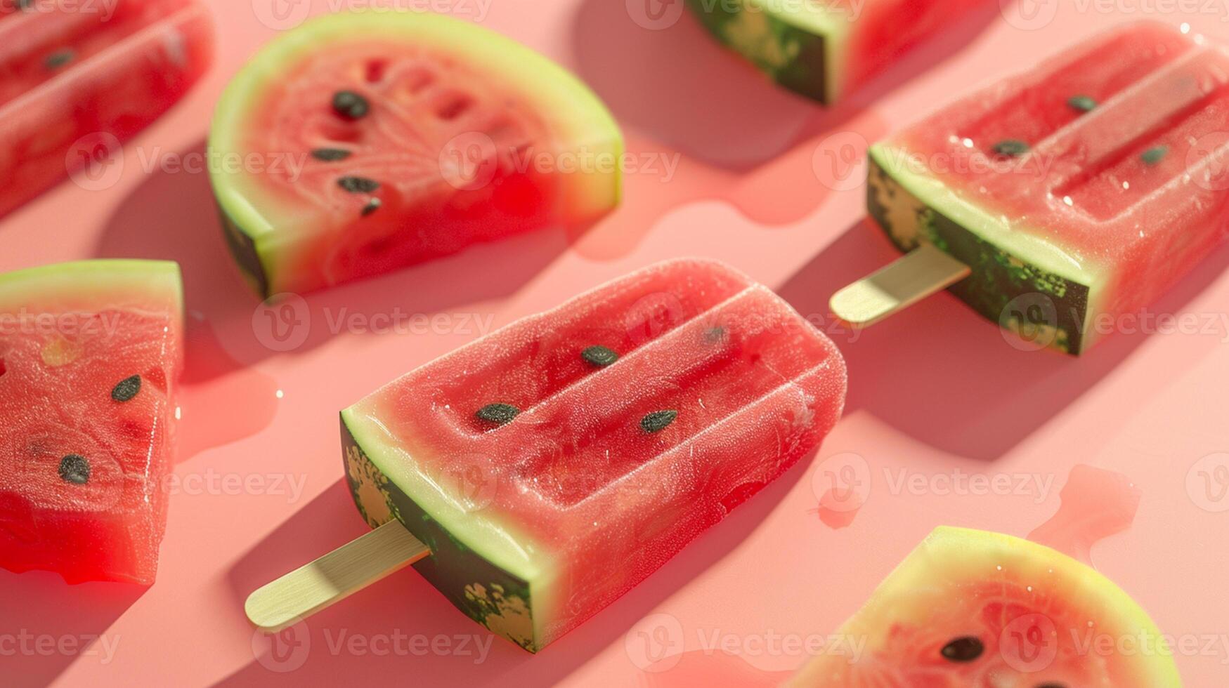 Fruit watermelon ice lolly and slices photo