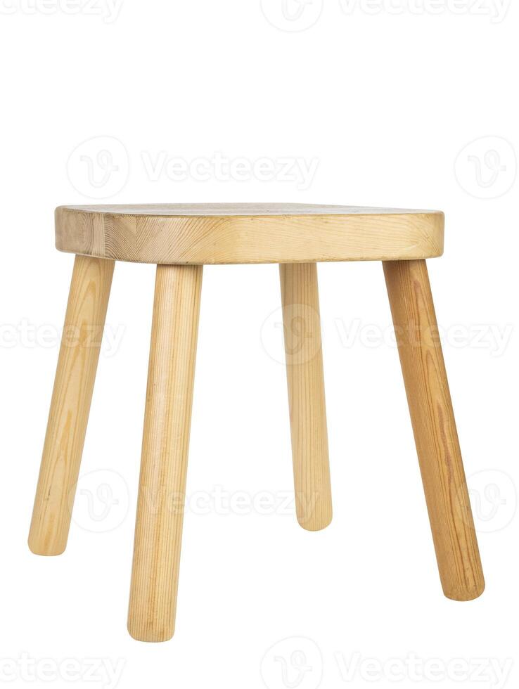 Wooden stool isolated on white background. small round chair isolated photo