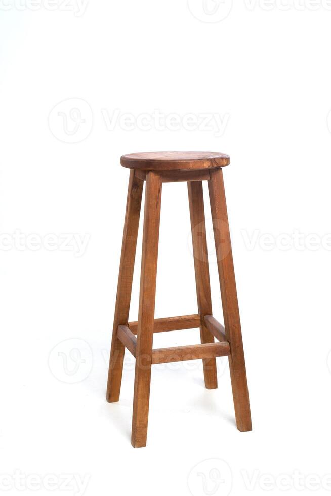 tall wooden bar stool isolated on white background photo