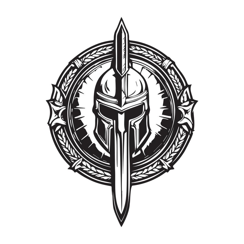 Spartan Warrior Helmet Emblem - Classic Symbol of Strength vector