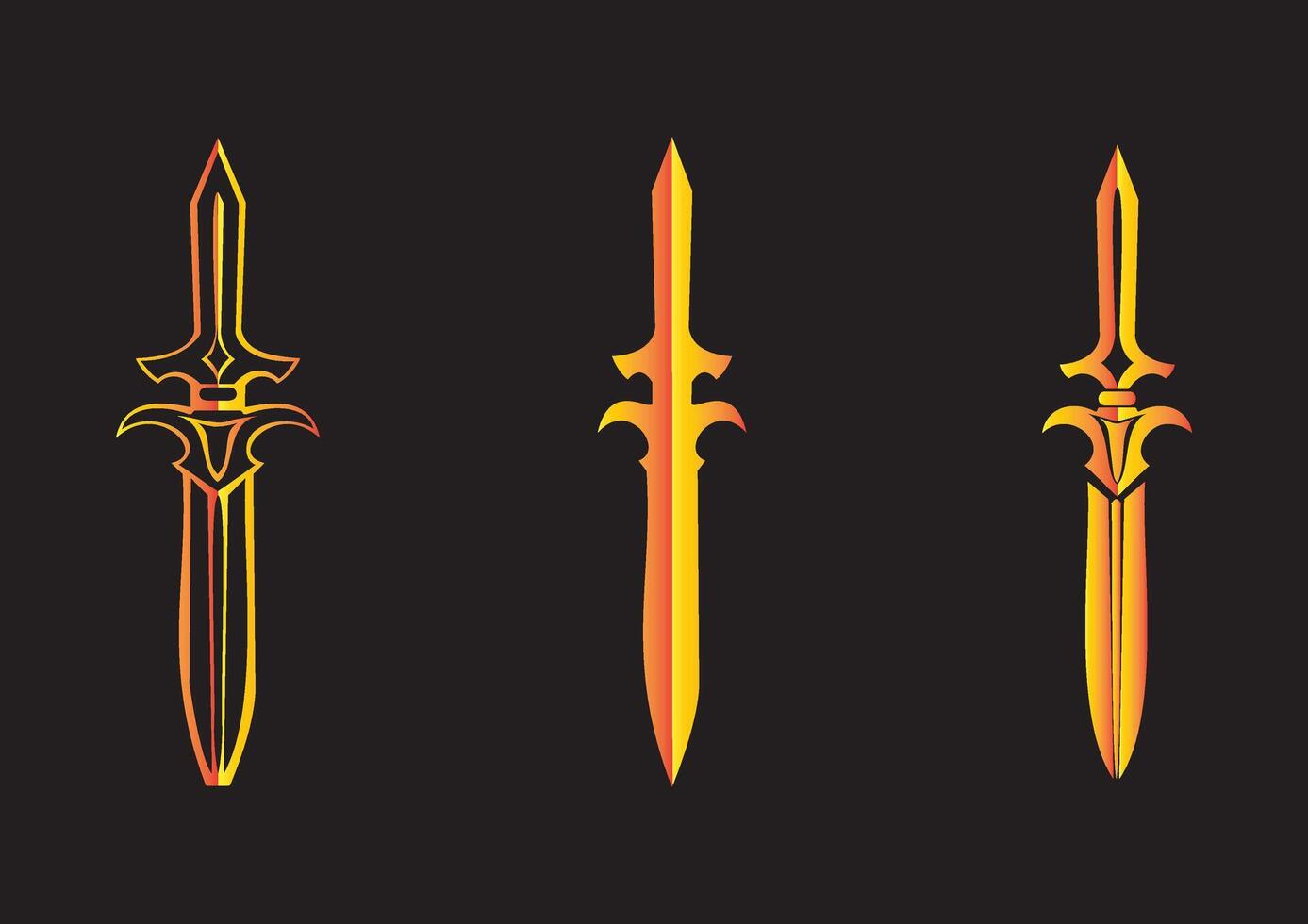Set of Three of Golden Swords for Striking Emblems of Medieval Elegance and Power vector