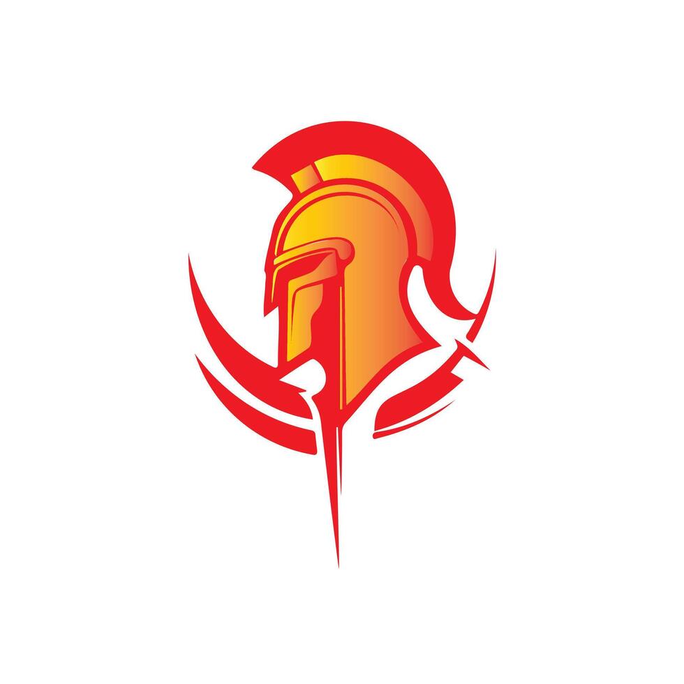 Dynamic Spartan Warrior Helmet Logo in Fiery Colors vector