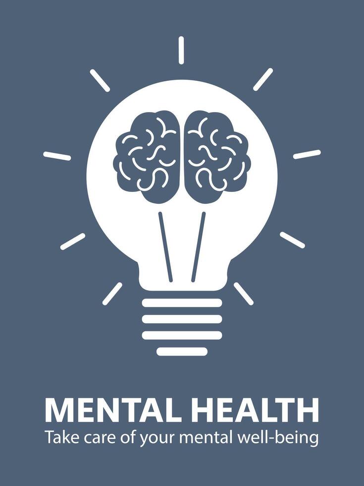 Uplifting mental health poster. Encourage self-love and mindfulness with this artistic reminder to prioritize psychological well-being vector