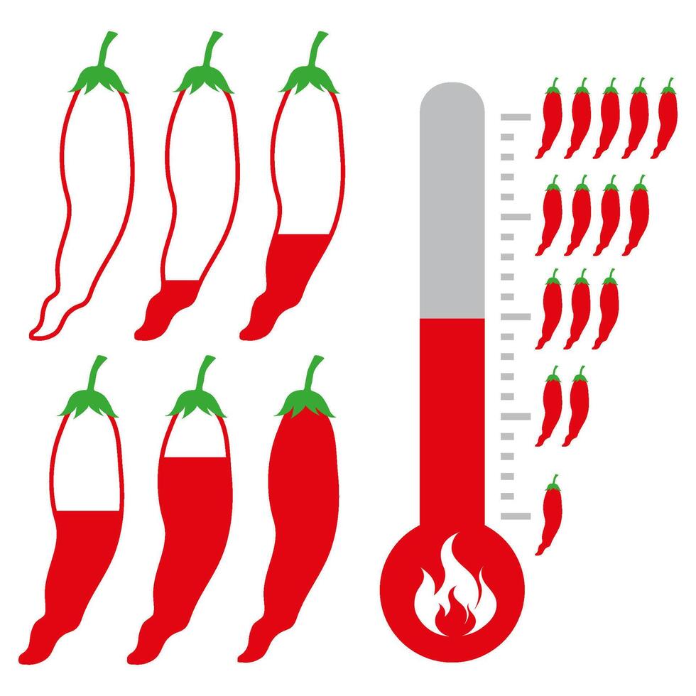 Level of Hot and spicy Chili Pepper vector
