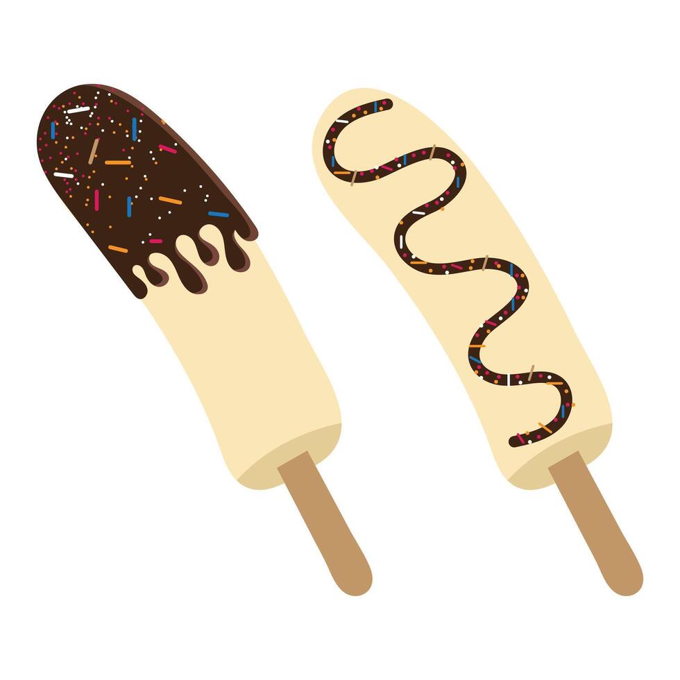 es kul kul ice cream banana dipped in chocolate flavour vector