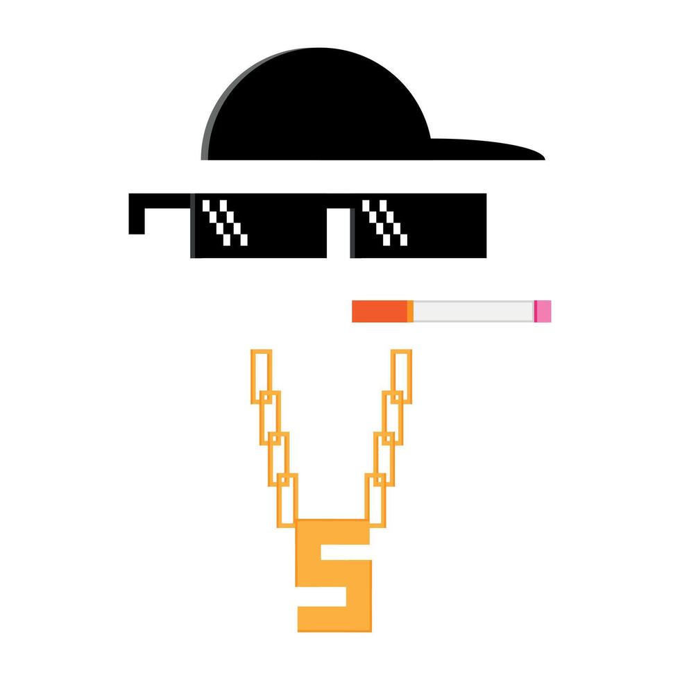 Thug Life Glasses chain and cap isolated on white background vector