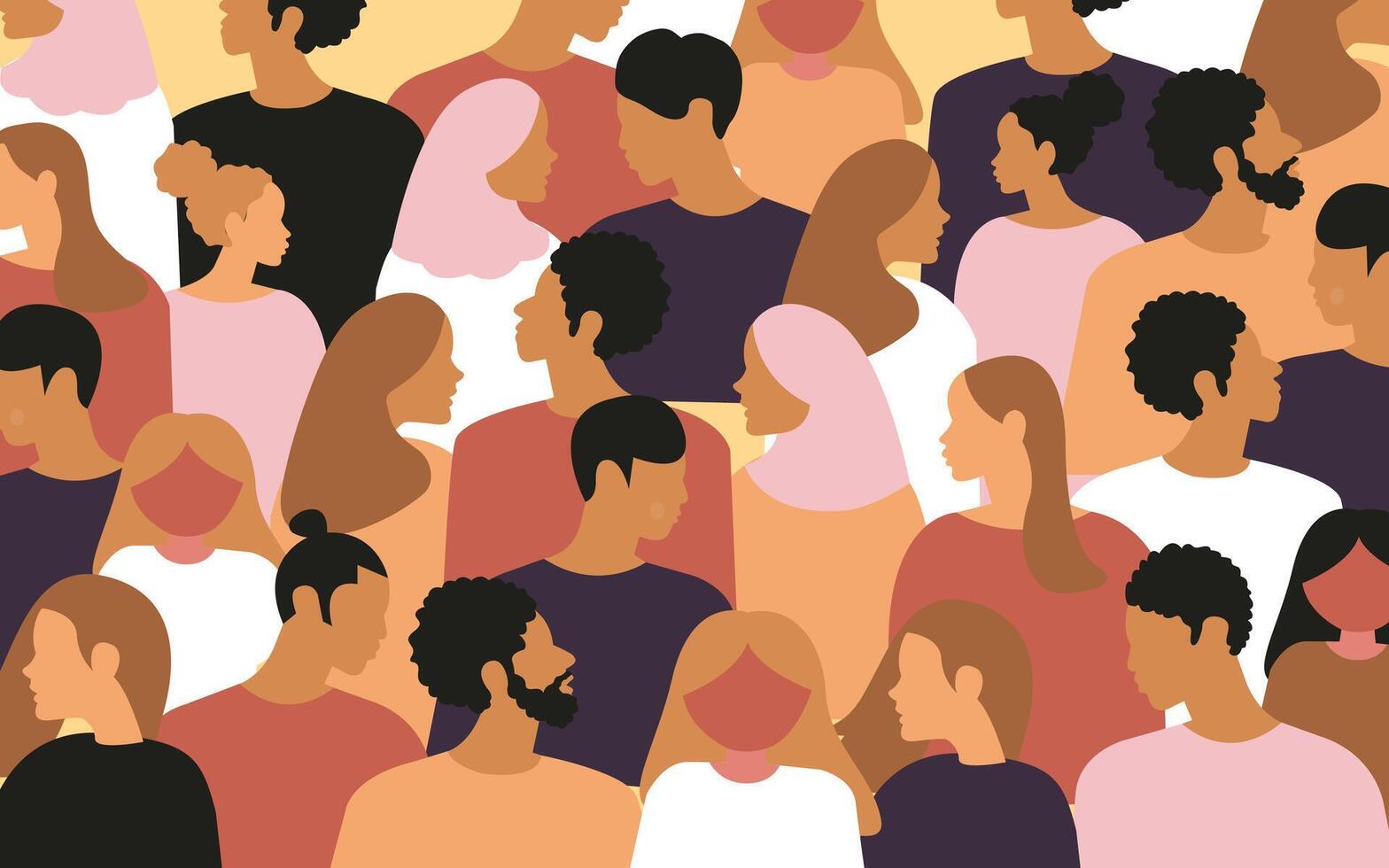 Crowd of young and elderly men and women in trendy hipster clothes. Diverse group of stylish people vector