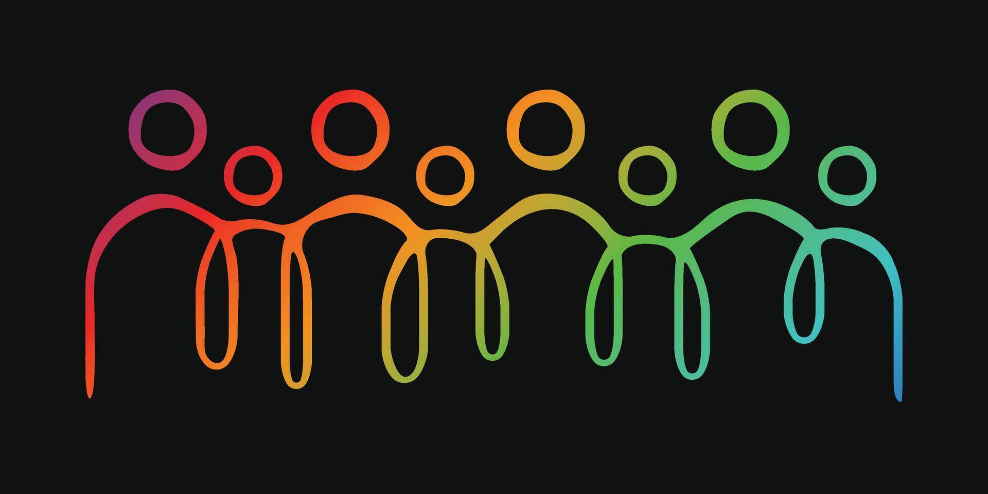 illustration of inclusion and diversity on a black background vector
