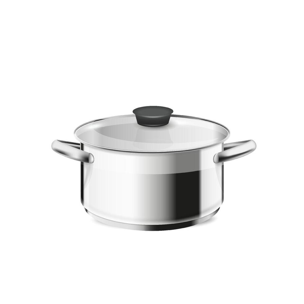 Stainless steel tableware highlighted on a white background. vector
