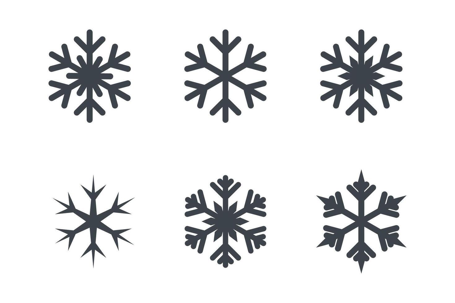 Set of Snowflake Icon in Flat Design Style on White Background vector