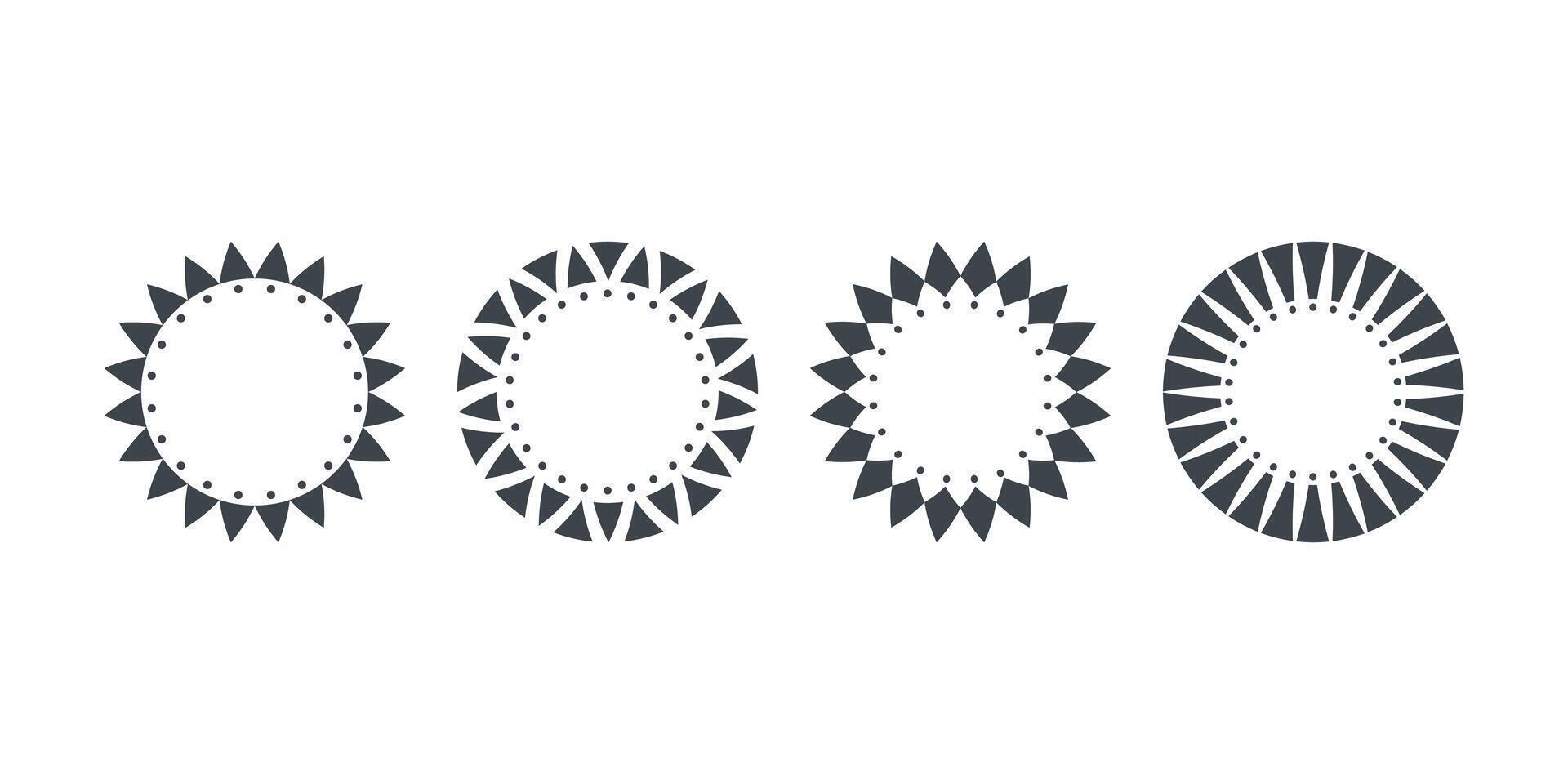 Set of Monochrome Mandala Design. Black color circle Mandala Decoration Elements vector