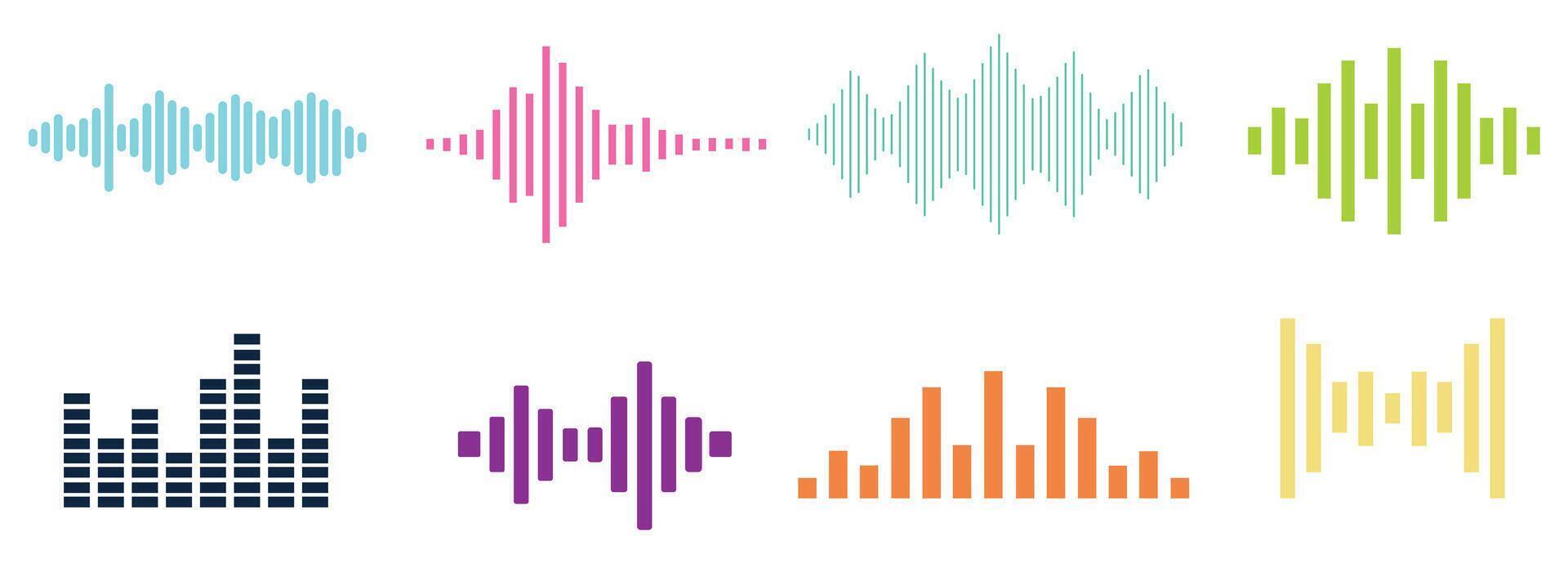 Sound wave collection for music equalizer illustration vector
