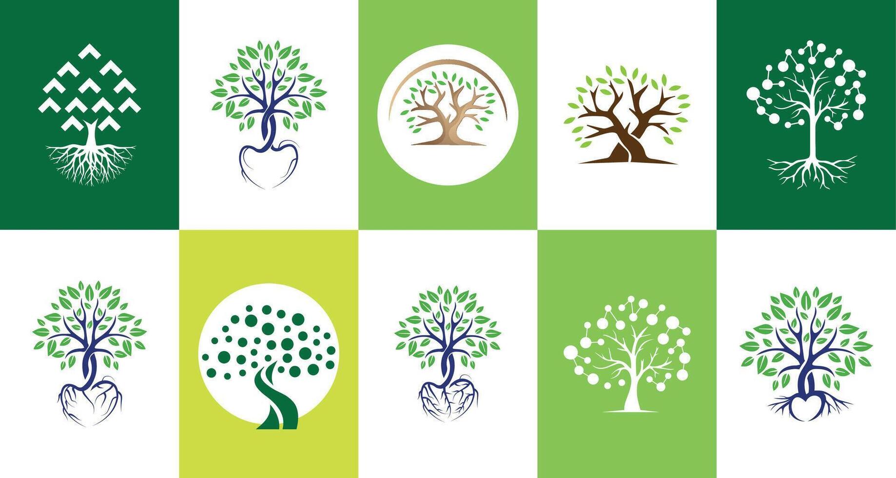Tree Logo design collection set modern minimal flat creative design template vector