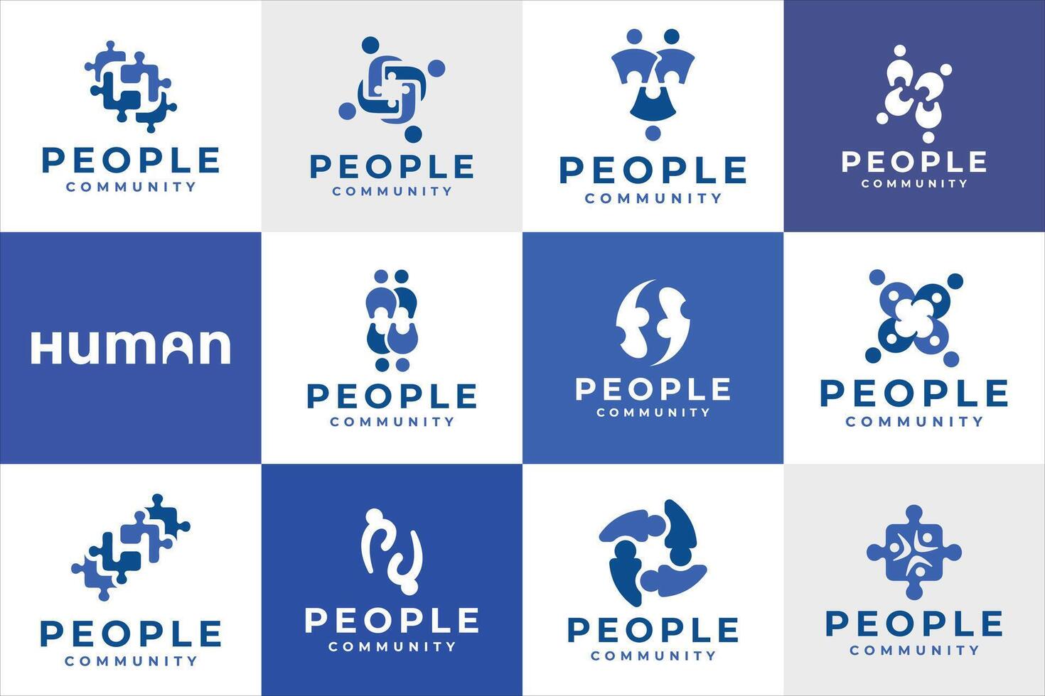 People Group Team work Logo design collection set creative modern minimal concept for business use vector