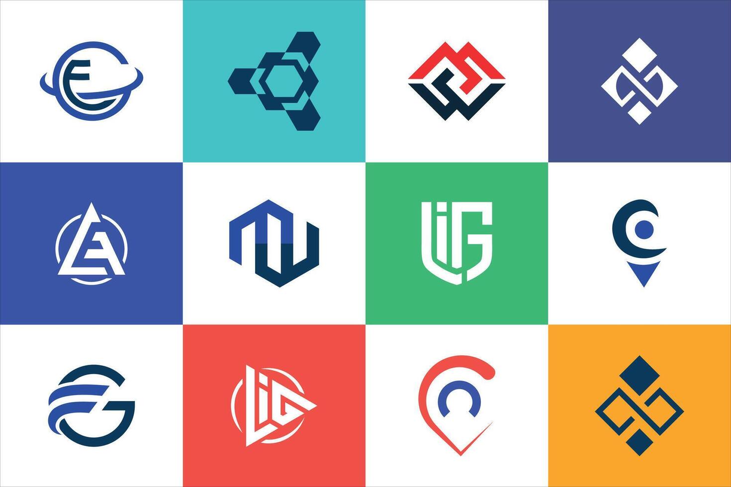 Colorful abstract logo design collection set modern minimal creative for business brand website vector