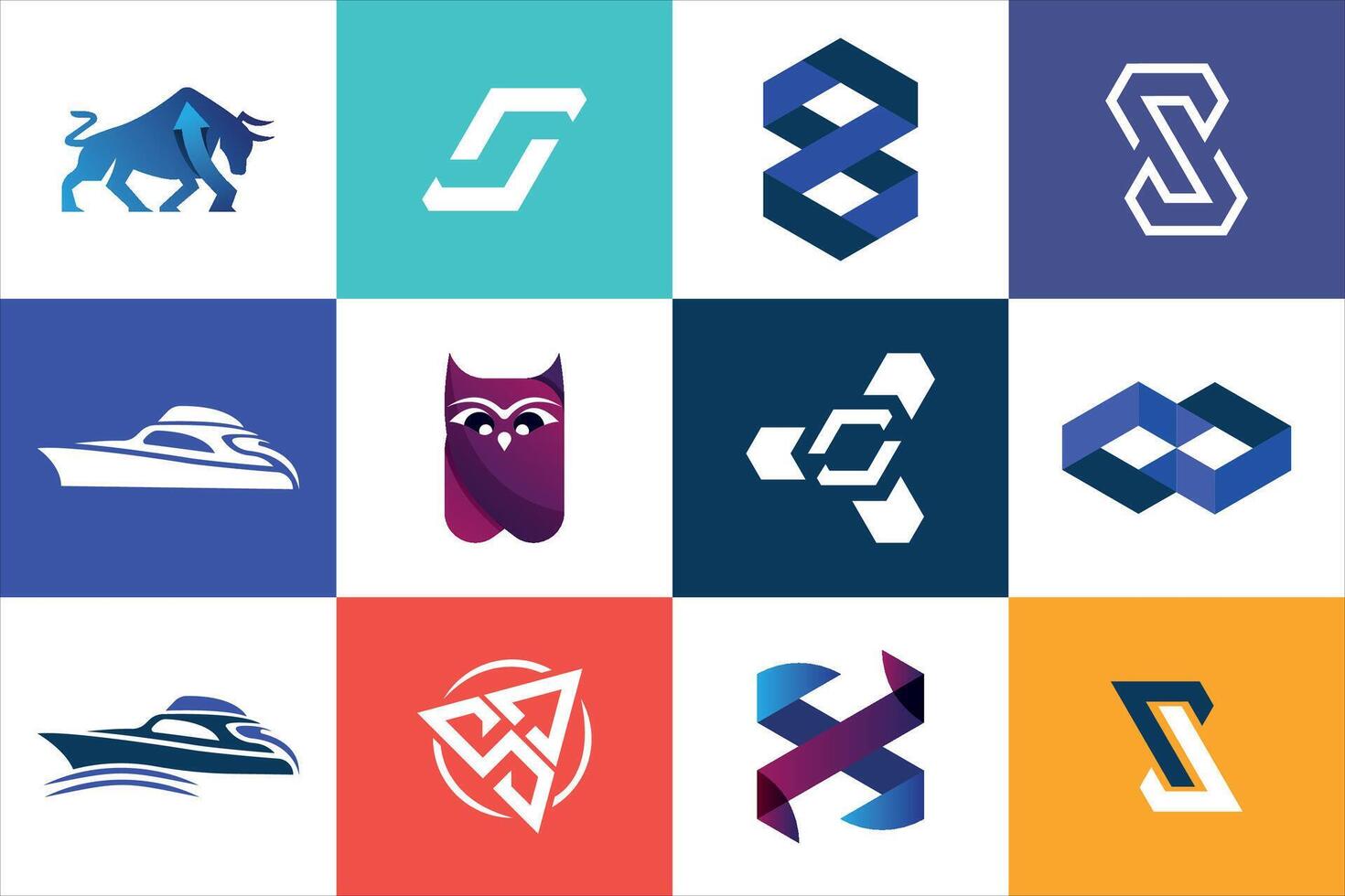 Creative Modern Logo design collection set flat style concept for business brand social website use vector