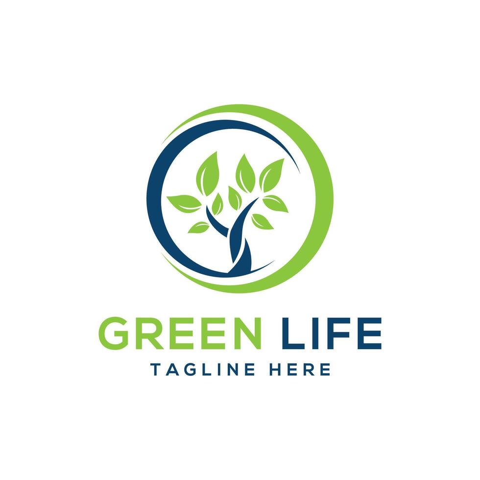 Green Tree Modern minimal creative logo design template vector