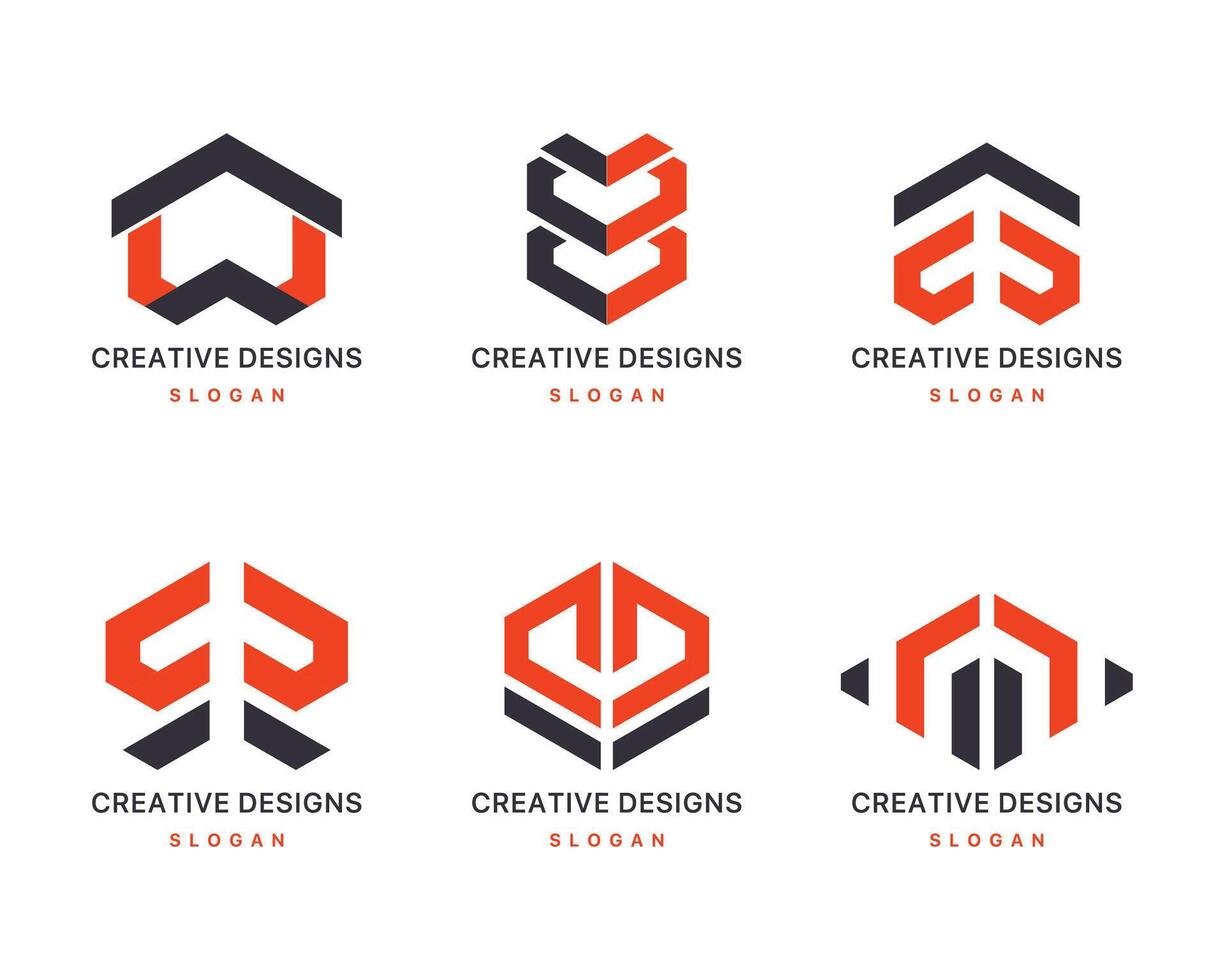 Set of company logo design ideas vector
