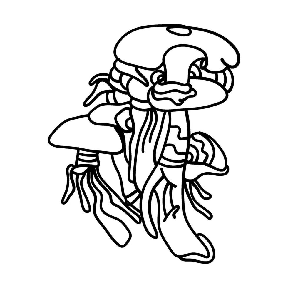 The Enigmatic Mushroom sketch features a mushroom with a mysterious facial expression, inviting interpretation and contemplation. Perfect for illustrations, art prints and home decor. vector